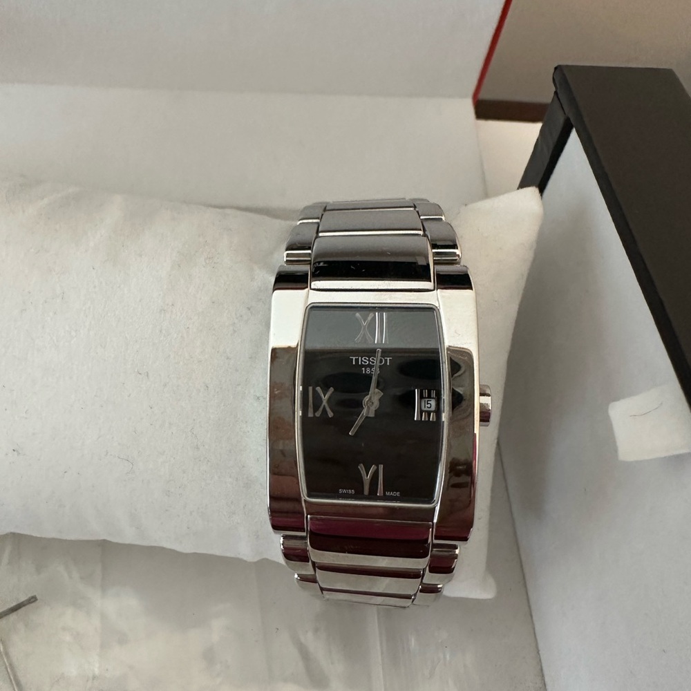 Tissot Black Dial Silver Bracelet Watch
